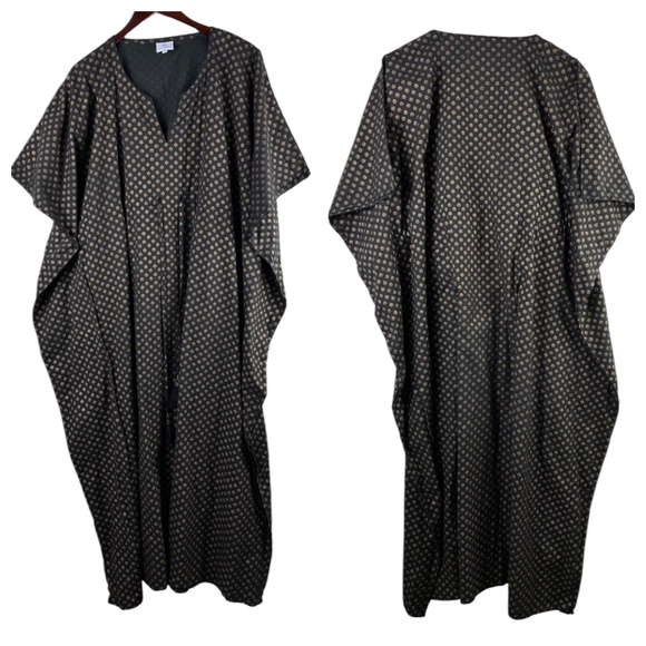 Pax Philomena Diana Maxi Dress Kaftan One Size Adjustable Black Gold Boho Resort - Picture 2 of 7